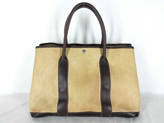 HERMES Garden Party PM Handbag in Ivory with F Engraving and P Hardware
