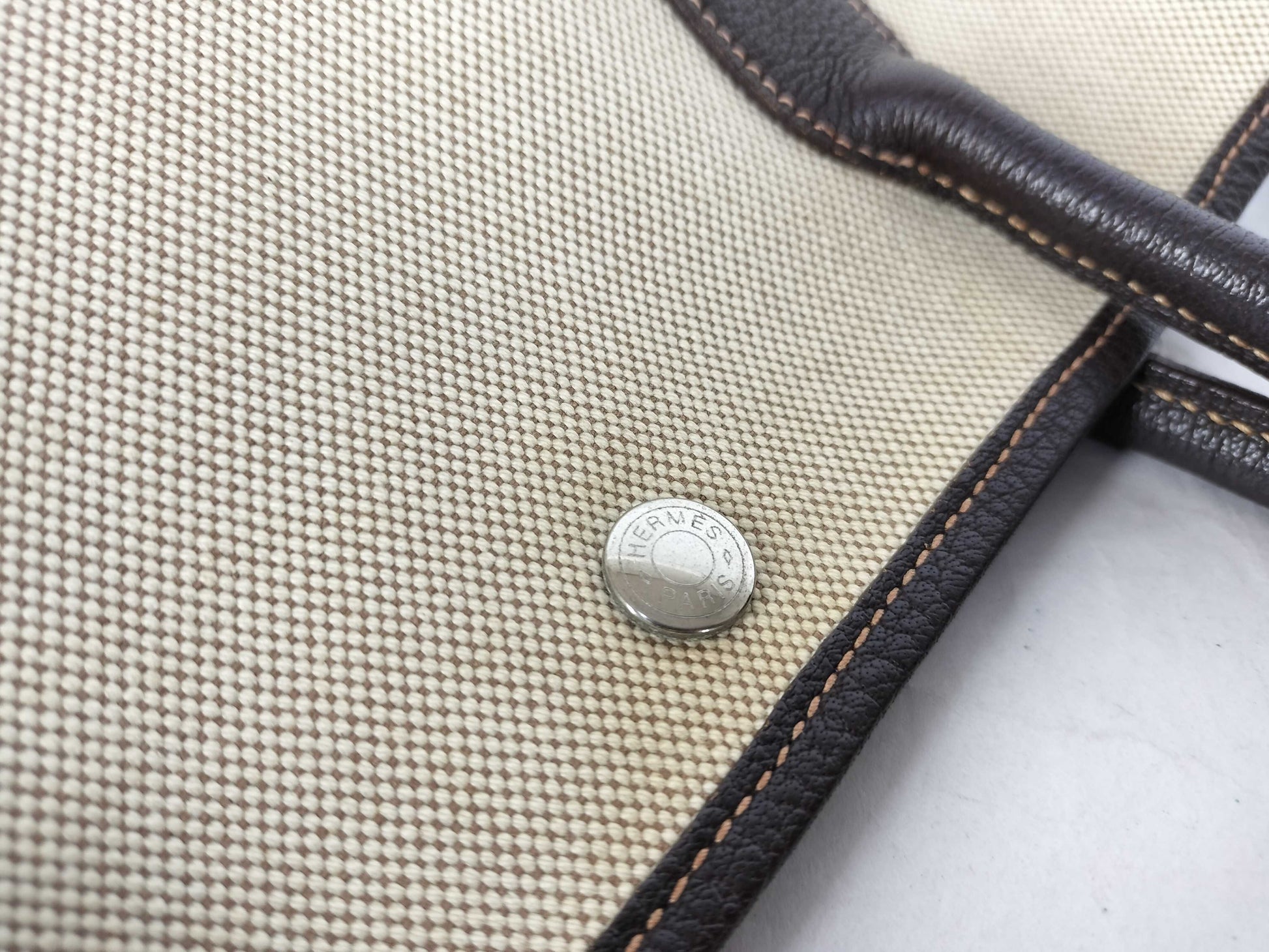 HERMES Garden Party PM Handbag in Ivory with H Stamp and P Hardware