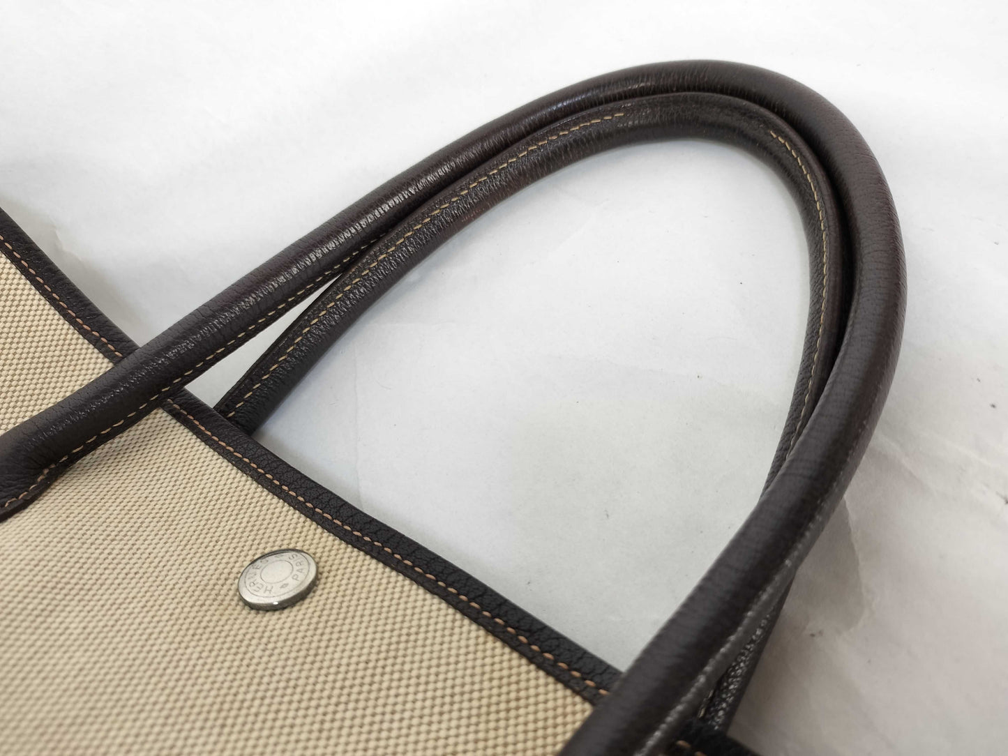 HERMES Garden Party PM Handbag in Ivory with H Stamp and P Hardware