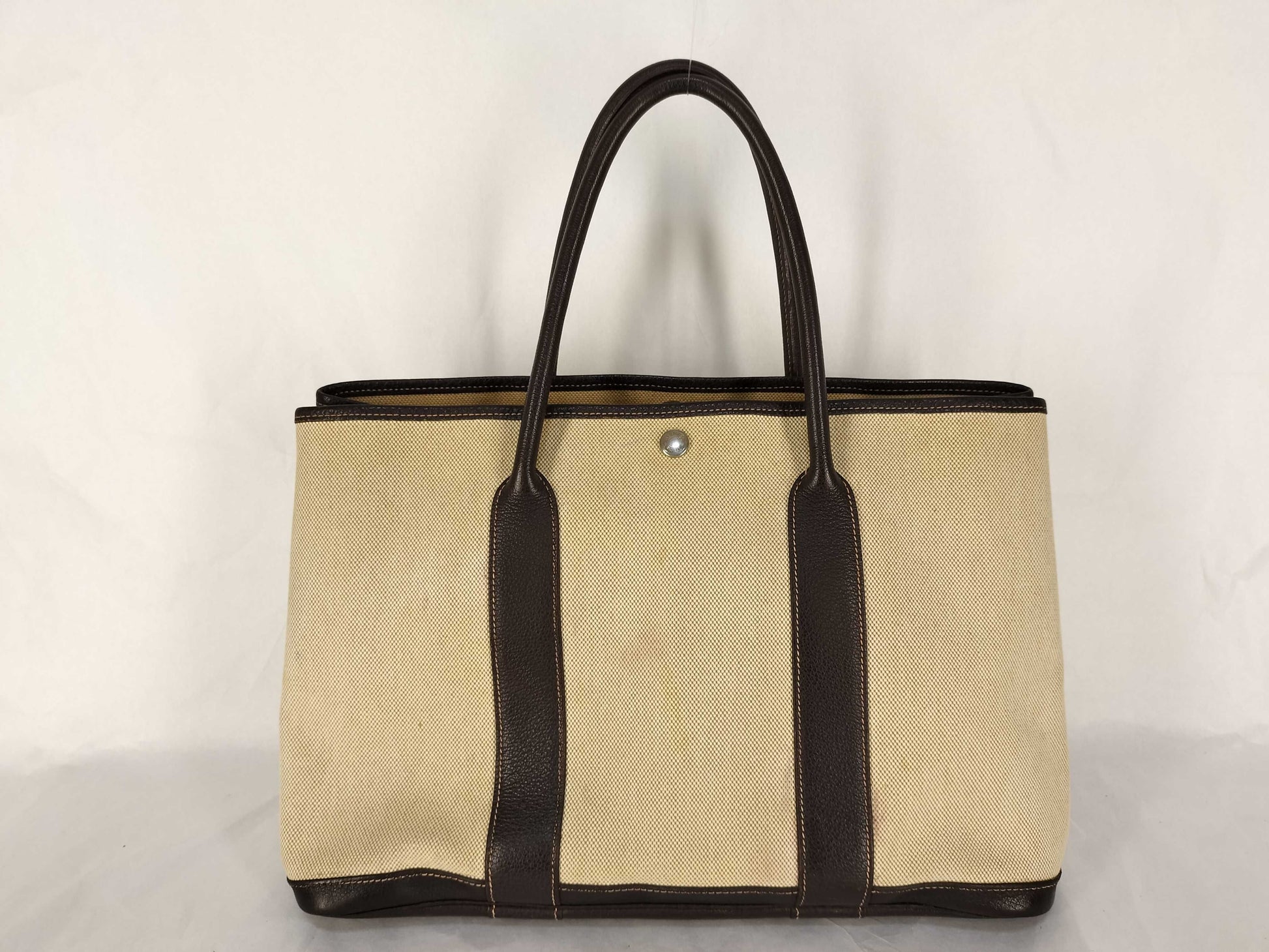 HERMES Garden Party PM Handbag in Ivory with H Stamp and P Hardware