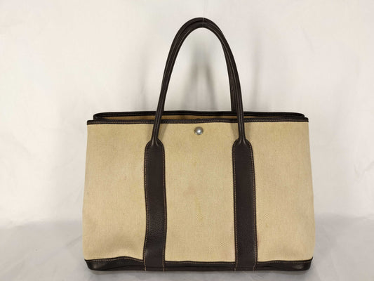 HERMES Garden Party PM Handbag in Ivory with H Stamp and P Hardware