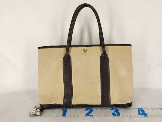 HERMES Garden Party PM Handbag in Ivory with H Stamp and P Hardware