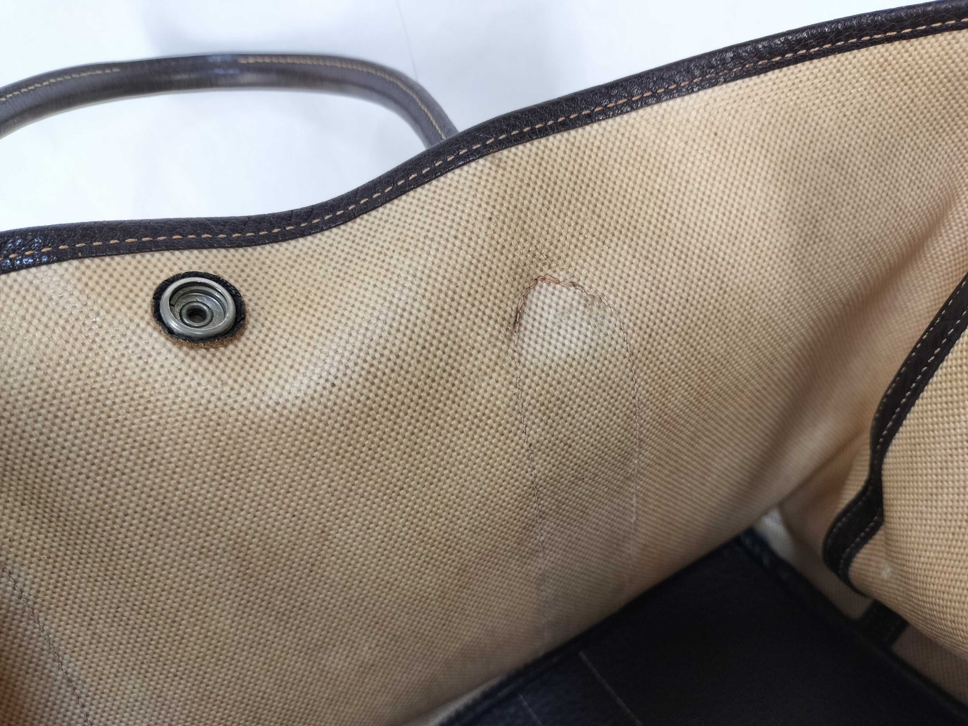 HERMES Garden Party PM Handbag in Ivory with H Stamp and P Hardware