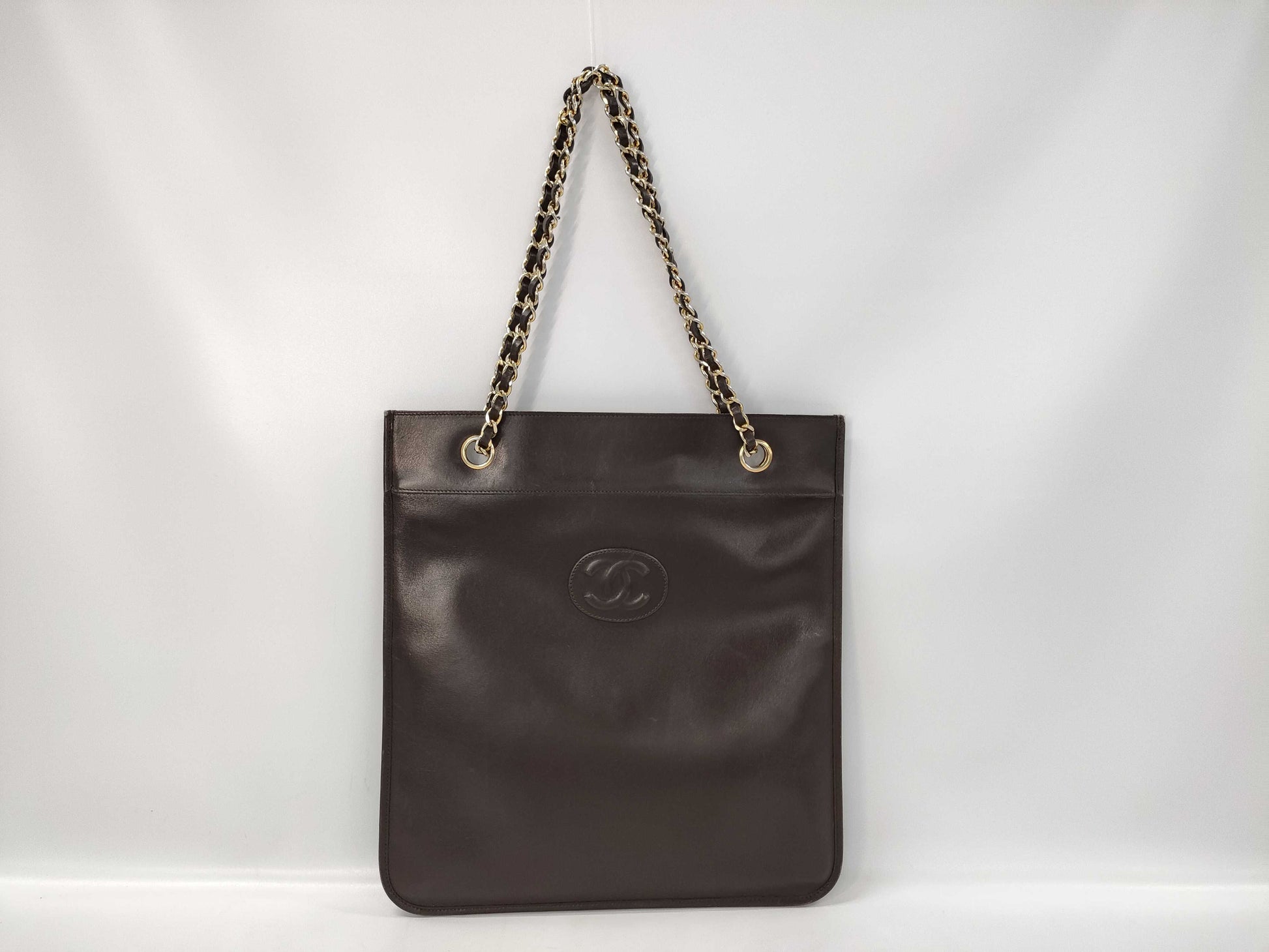 CHANEL Chanel Chain Shoulder/Brown Tote Bag