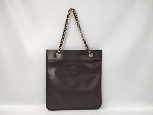 CHANEL Chanel Chain Shoulder/Brown Tote Bag