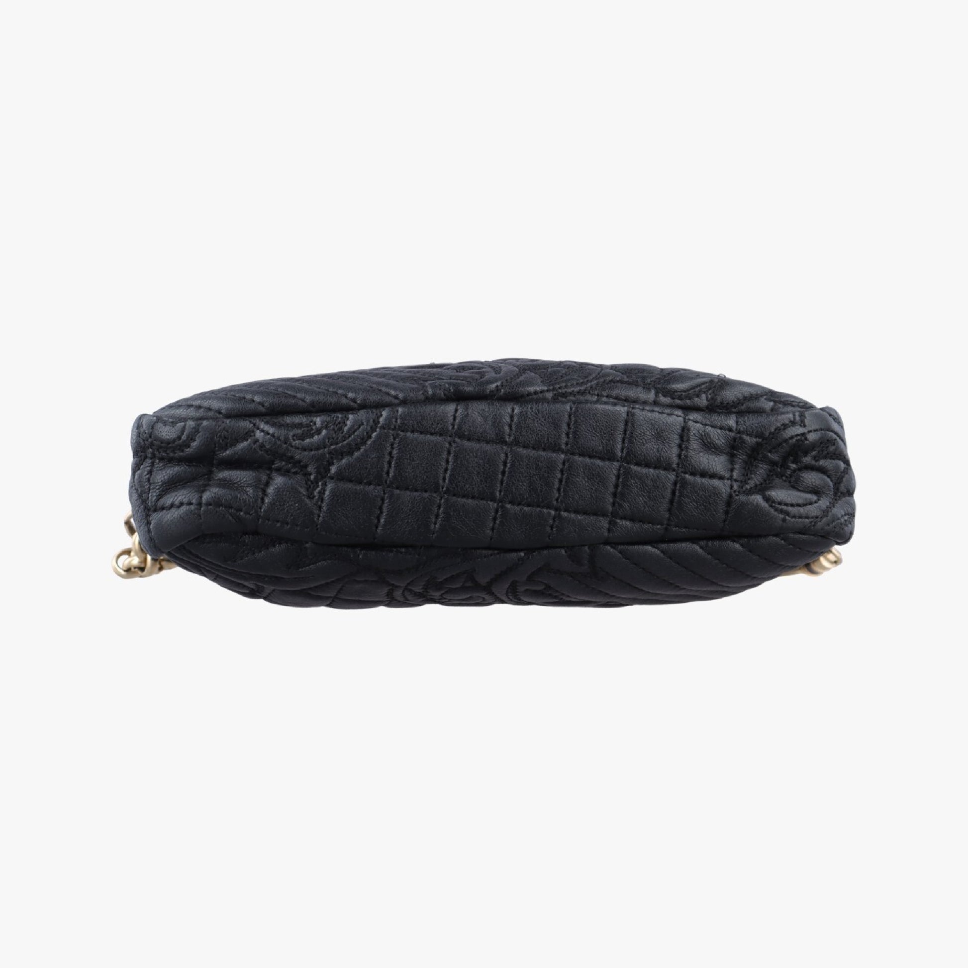 VERSACE Medusa Charm Vanitas Black Leather Shoulder Bag