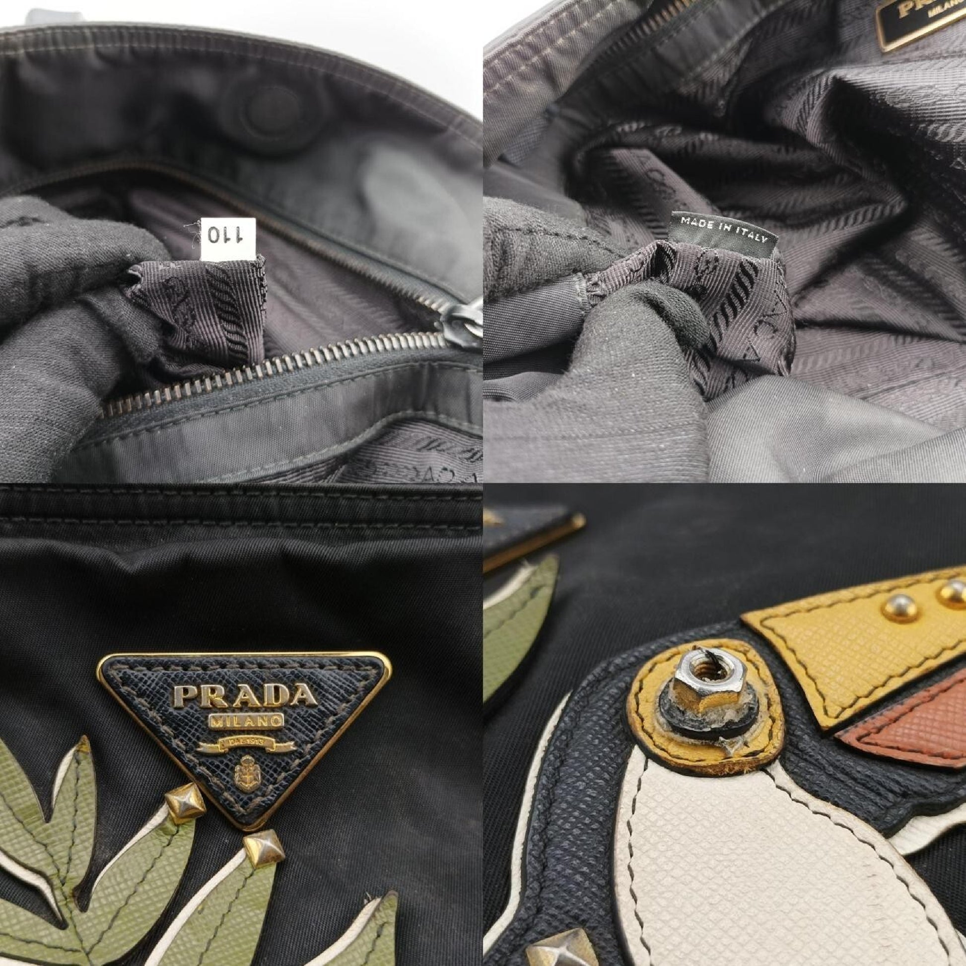 PRADA Toucan Collage Black Polyamide 110 P Shoulder Bag