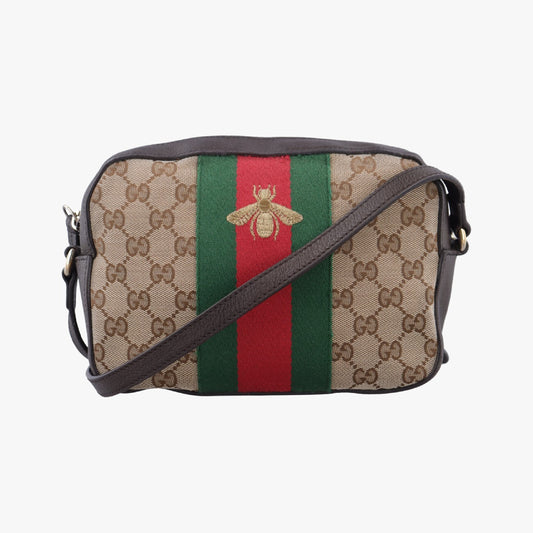 GUCCI Bee Web Multicolor Canvas and Leather Shoulder Bag 412008I019342450