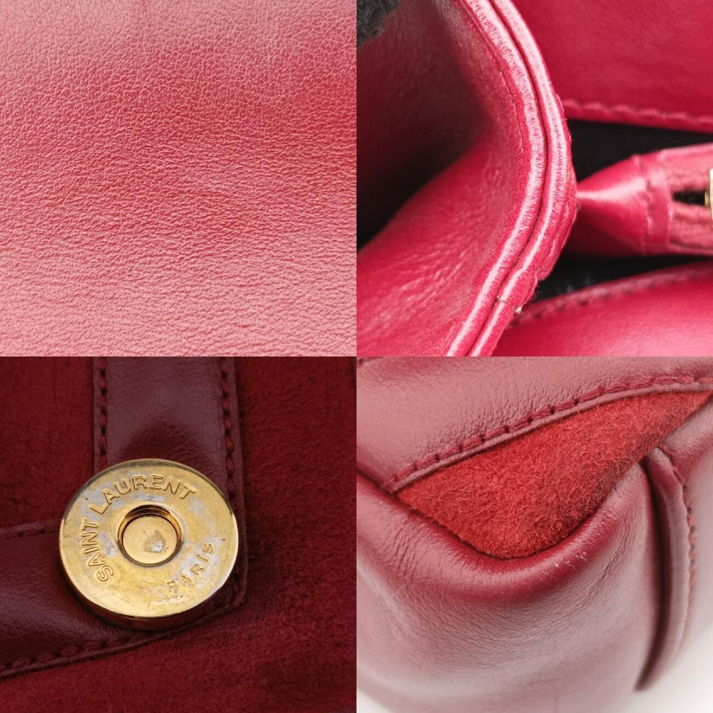 Yves Saint Laurent College Red Suede and Leather Shoulder Bag 428056ARS428056.0517