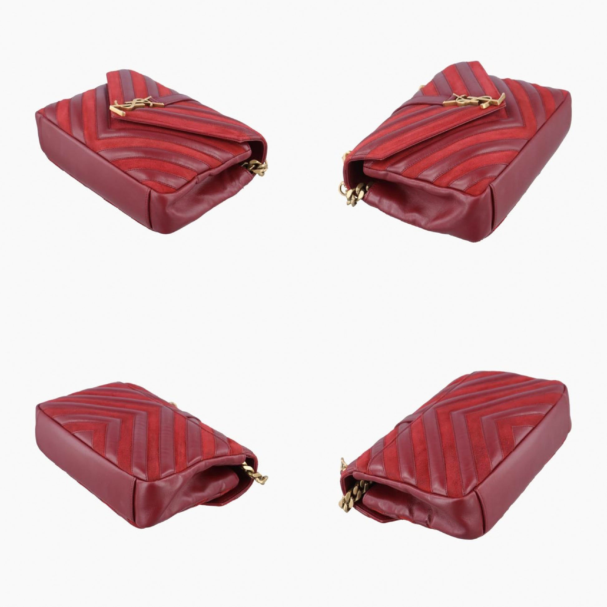 Yves Saint Laurent College Red Suede and Leather Shoulder Bag 428056ARS428056.0517