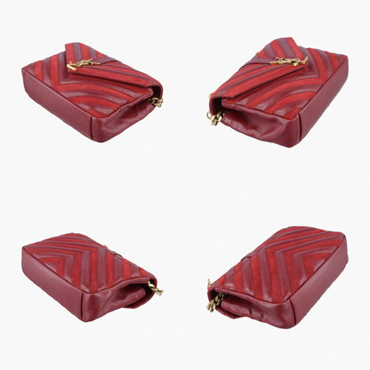 Yves Saint Laurent College Red Suede and Leather Shoulder Bag 428056ARS428056.0517