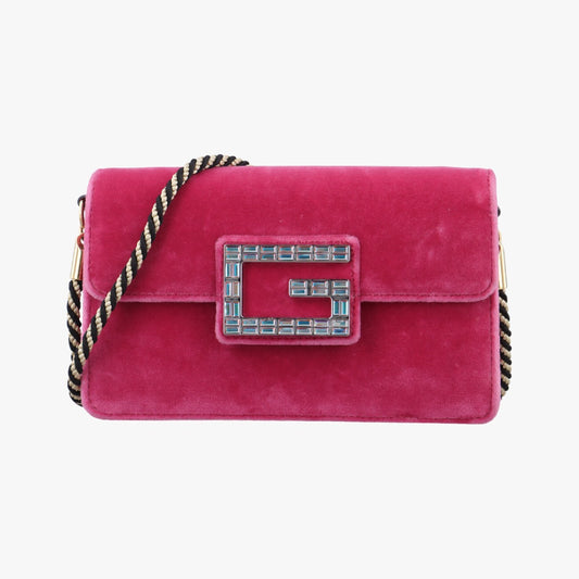 GUCCI Square G Pink Velvet Shoulder Bag 544242C026034192