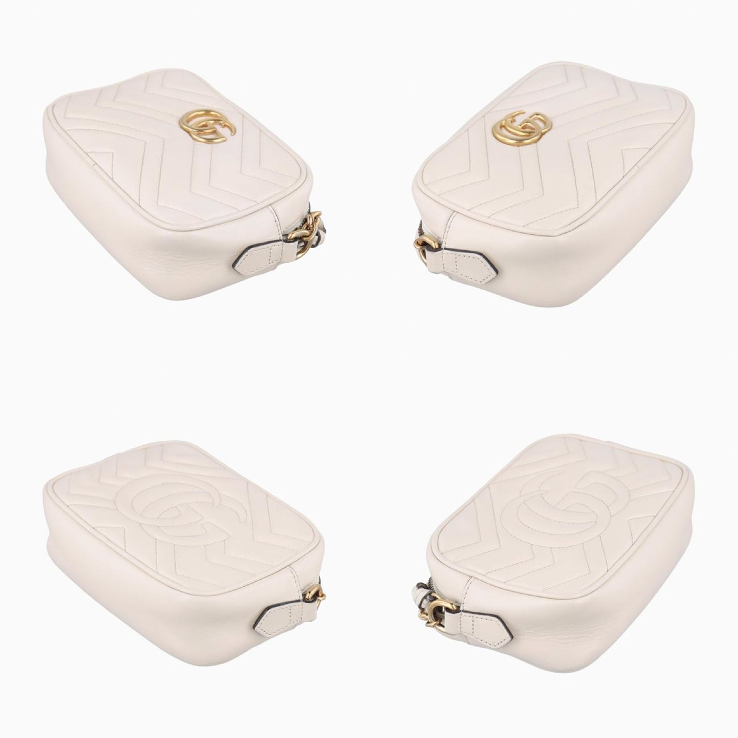 GUCCI GG Marmont White Leather Shoulder Bag 448065B024143692