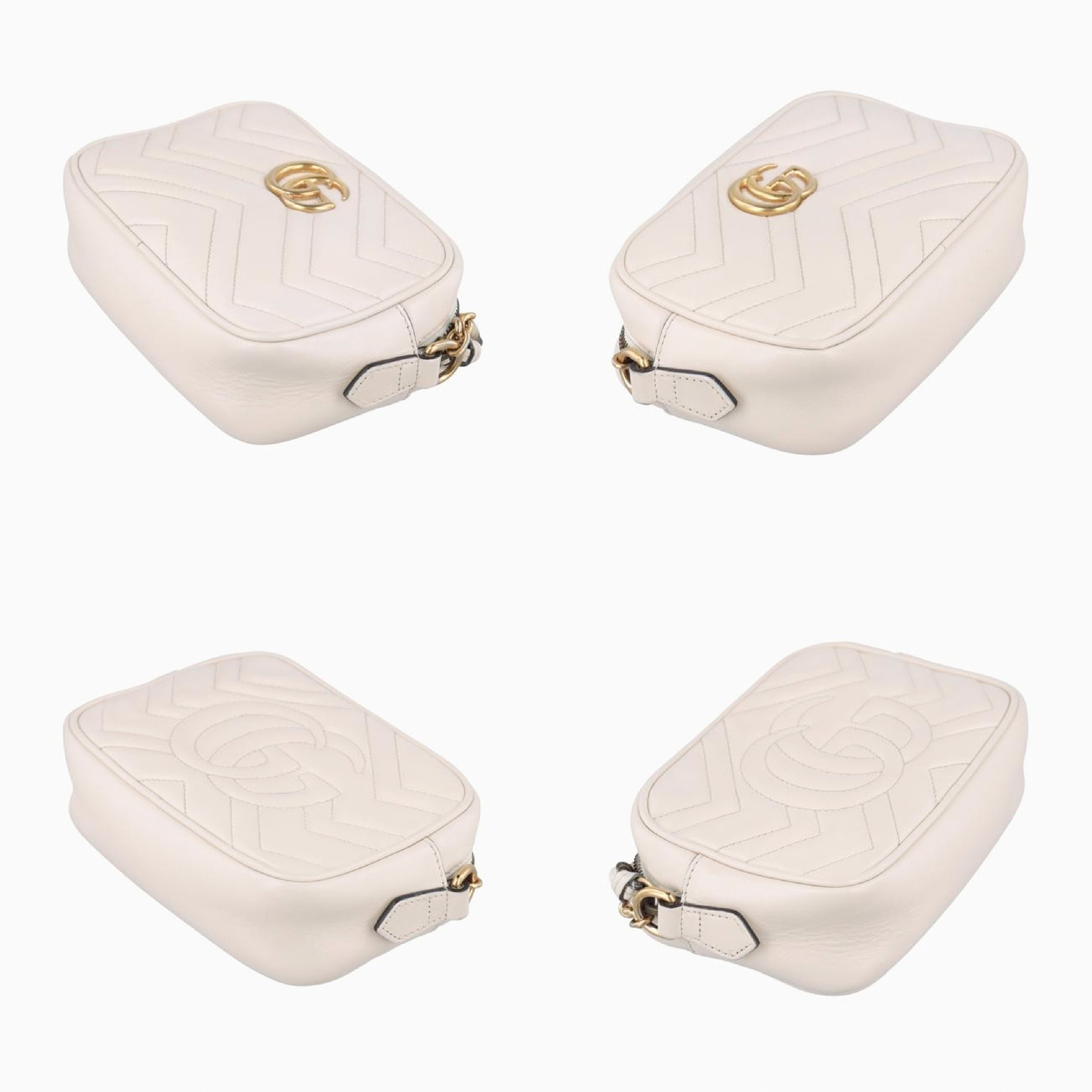 GUCCI GG Marmont White Leather Shoulder Bag 448065B024143692