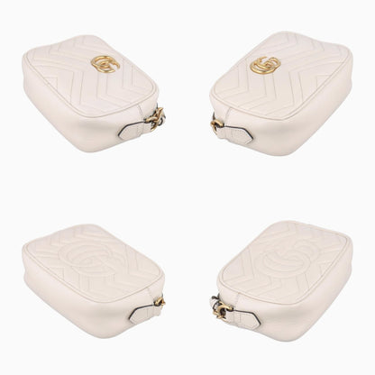 GUCCI GG Marmont White Leather Shoulder Bag 448065B024143692