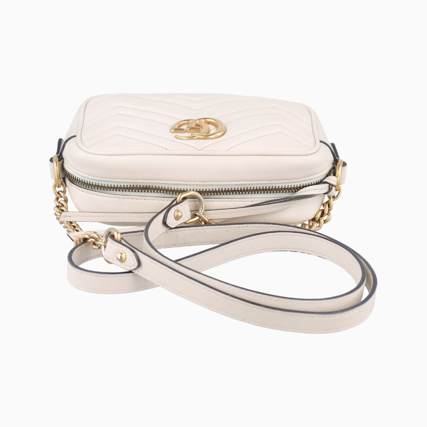 GUCCI GG Marmont White Leather Shoulder Bag 448065B024143692