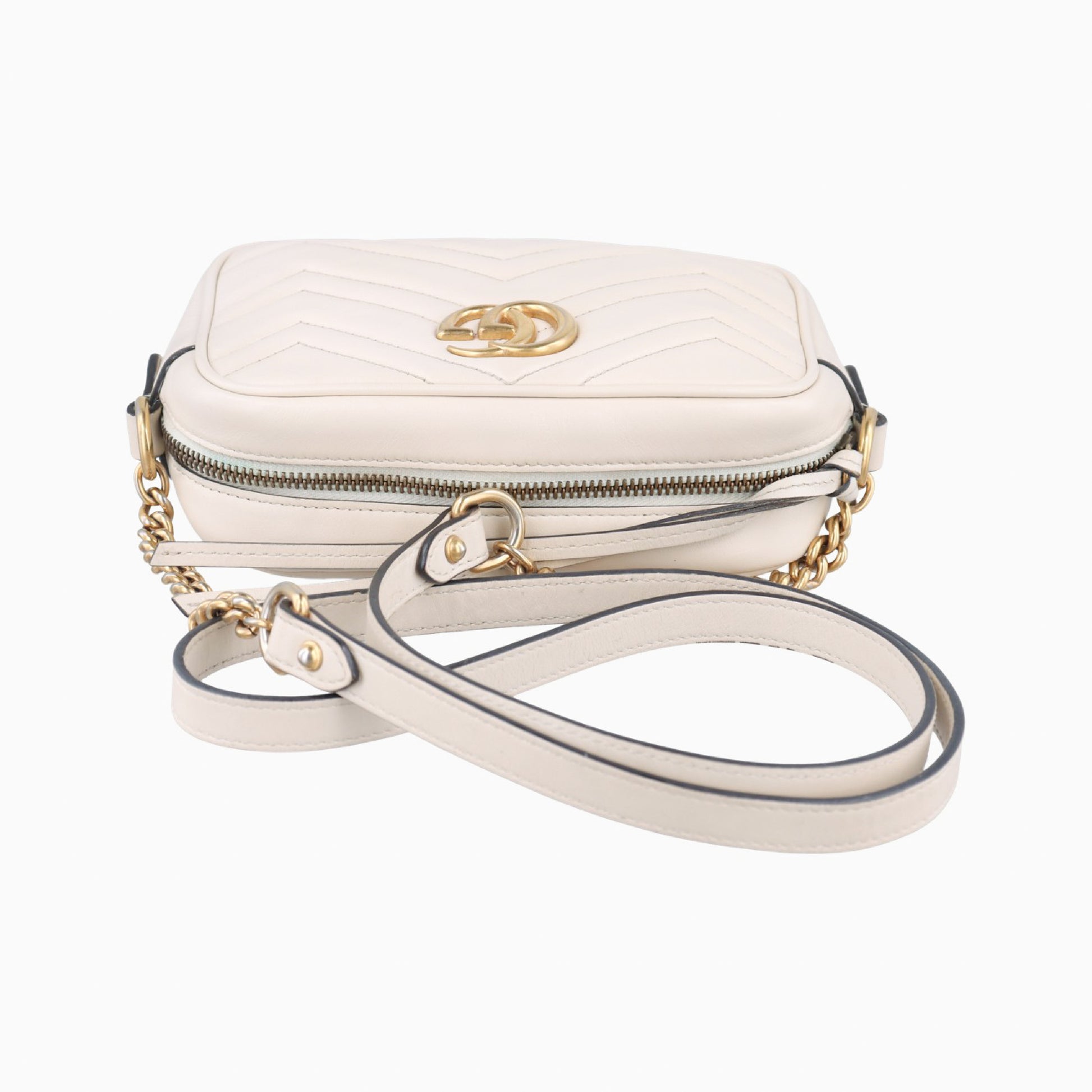 GUCCI GG Marmont White Leather Shoulder Bag 448065B024143692