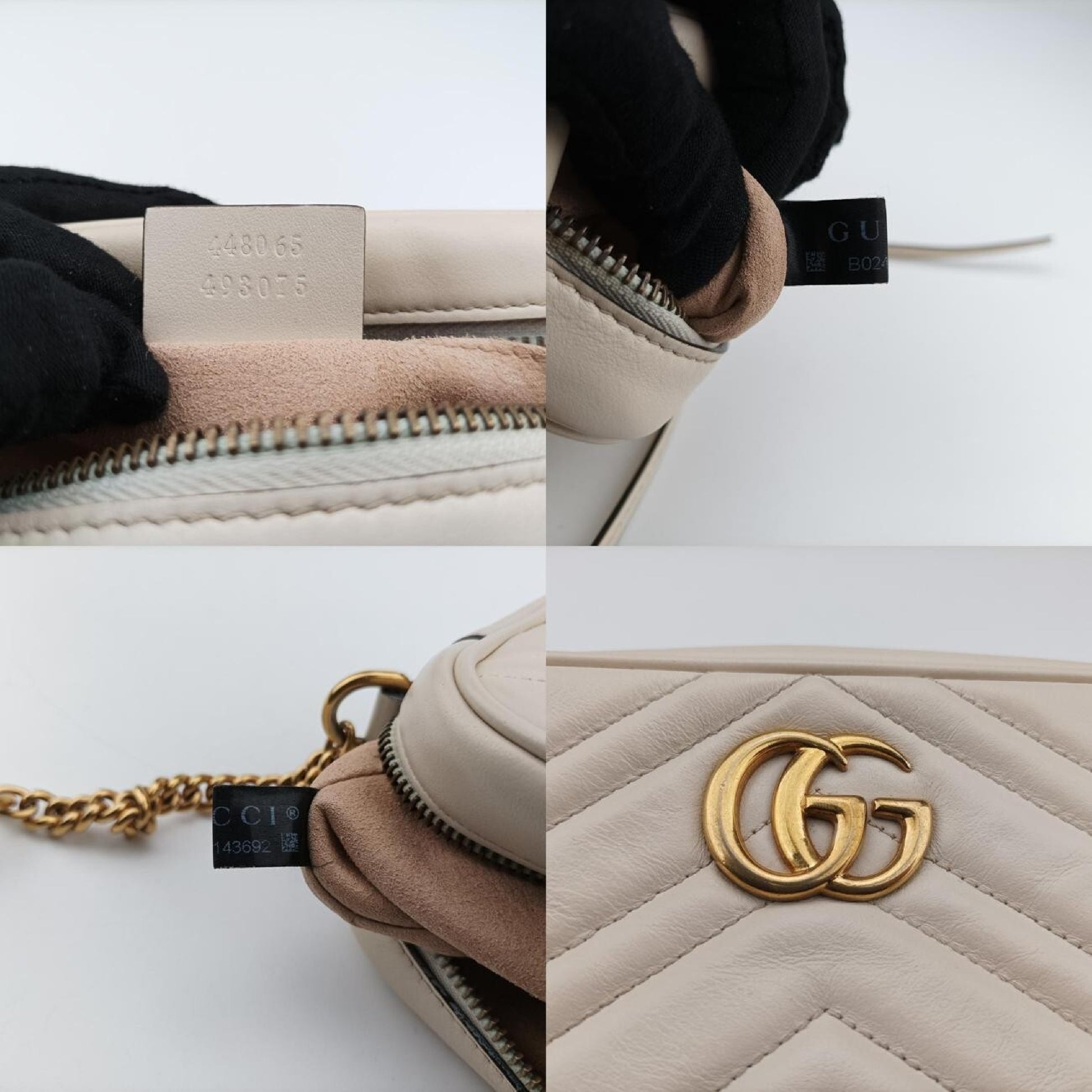 GUCCI GG Marmont White Leather Shoulder Bag 448065B024143692