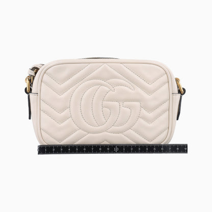 GUCCI GG Marmont White Leather Shoulder Bag 448065B024143692