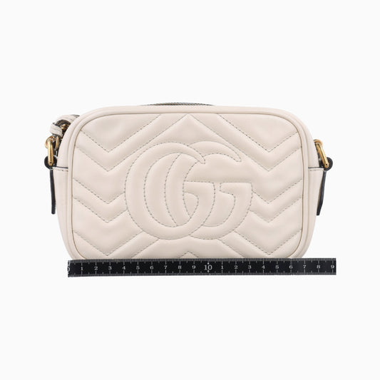 GUCCI GG Marmont White Leather Shoulder Bag 448065B024143692
