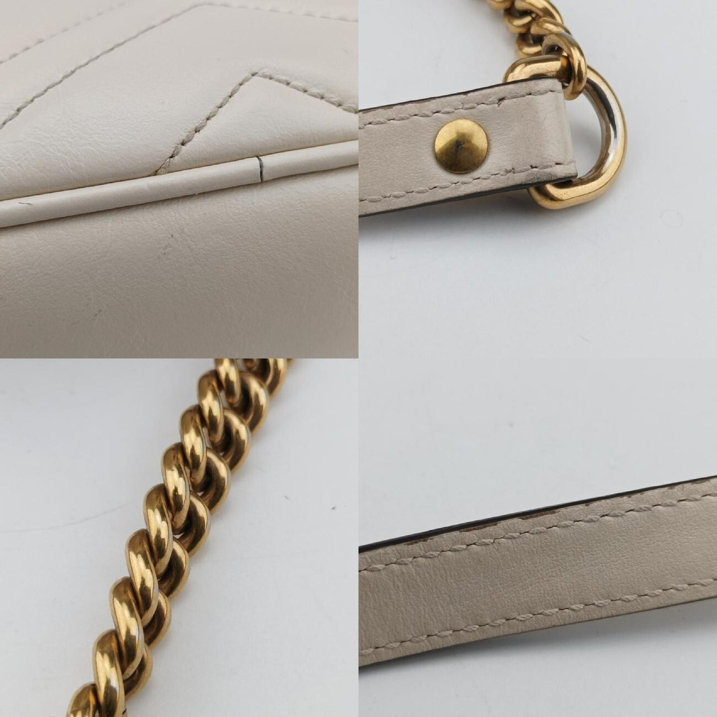 GUCCI GG Marmont White Leather Shoulder Bag 448065B024143692