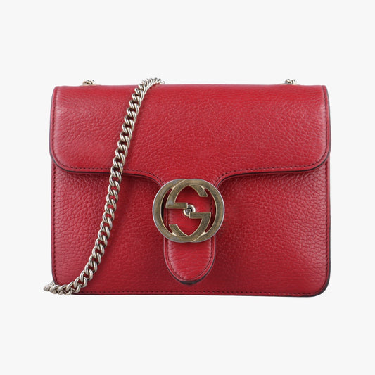 GUCCI Interlocking G Red Leather Shoulder Bag 510304I028135743