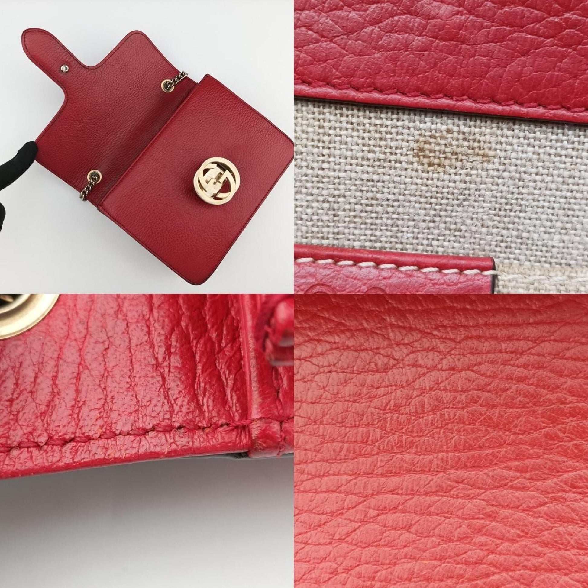 GUCCI Interlocking G Red Leather Shoulder Bag 510304I028135743
