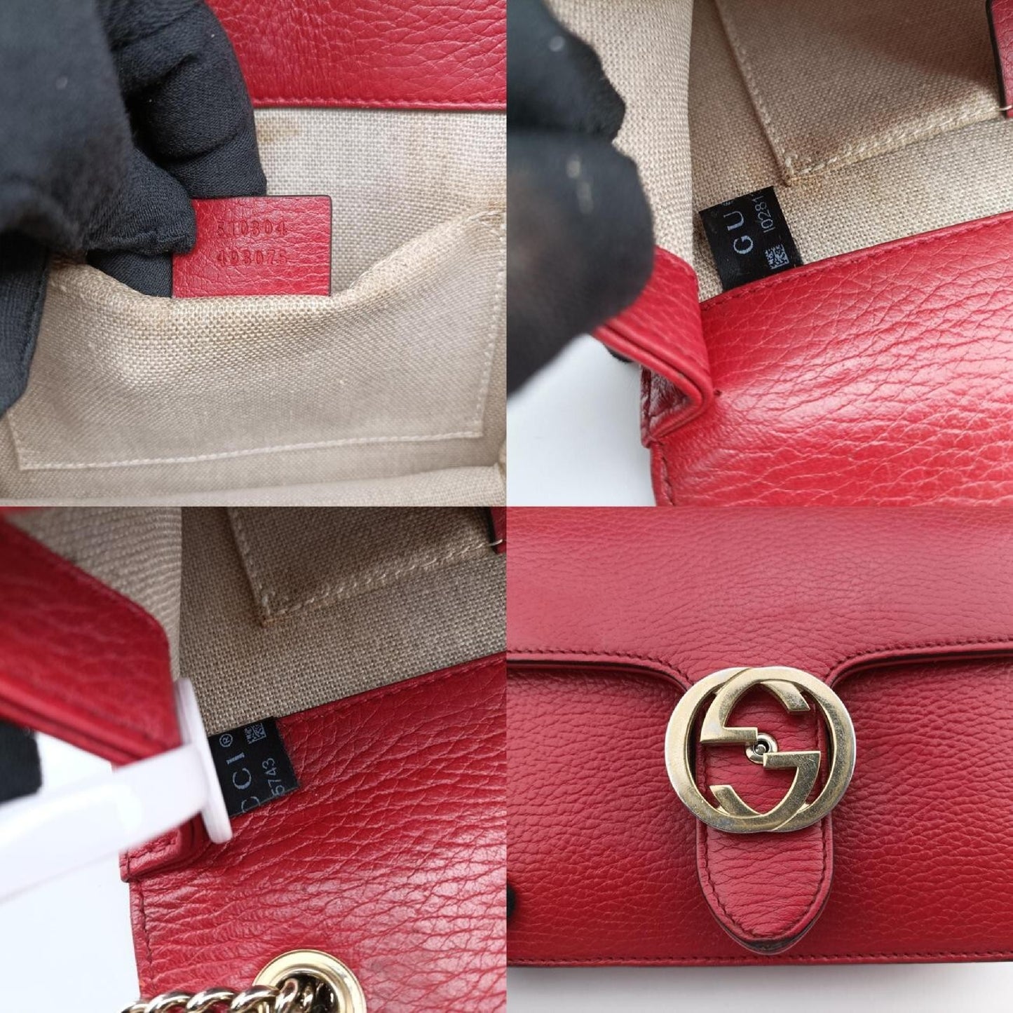 GUCCI Interlocking G Red Leather Shoulder Bag 510304I028135743