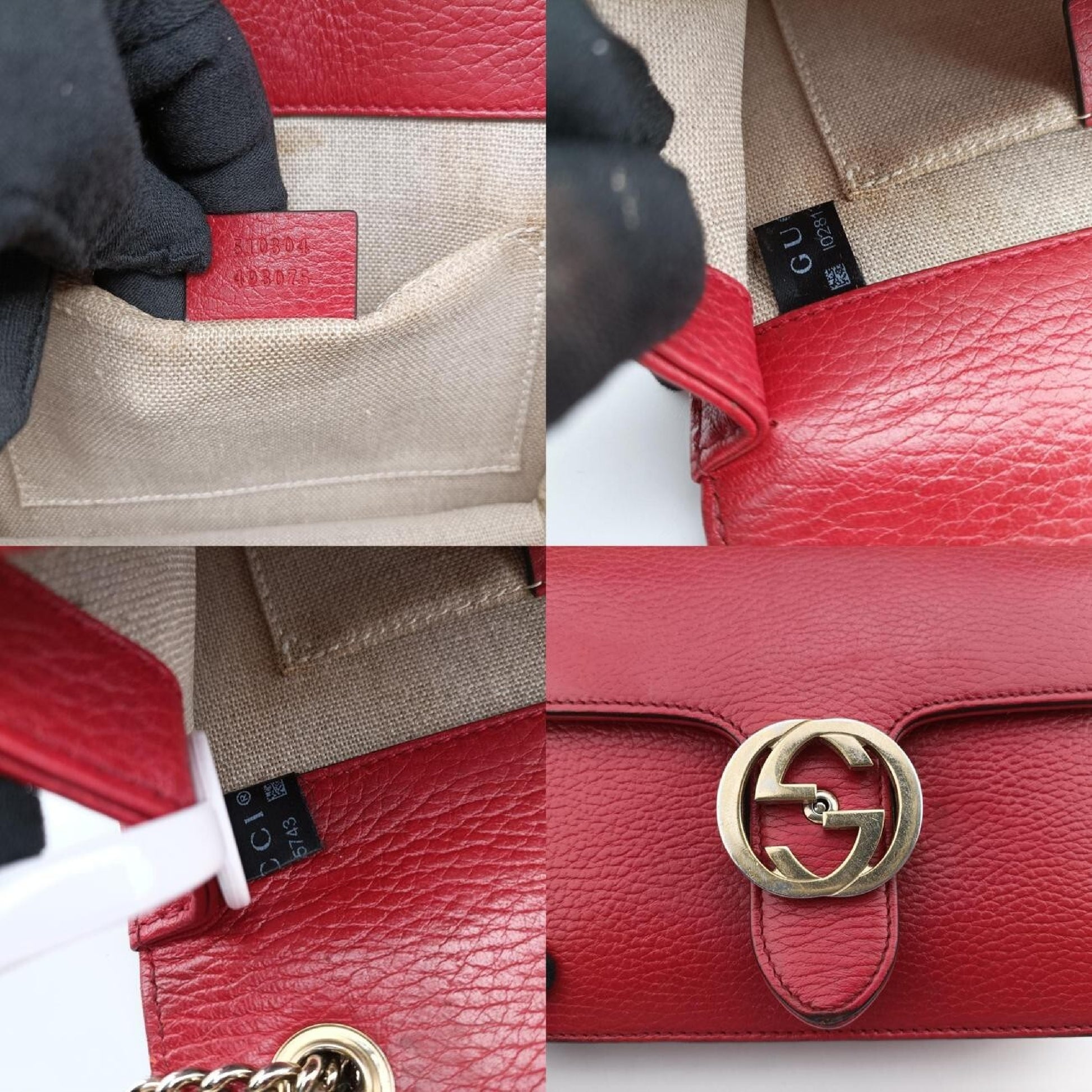 GUCCI Interlocking G Red Leather Shoulder Bag 510304I028135743