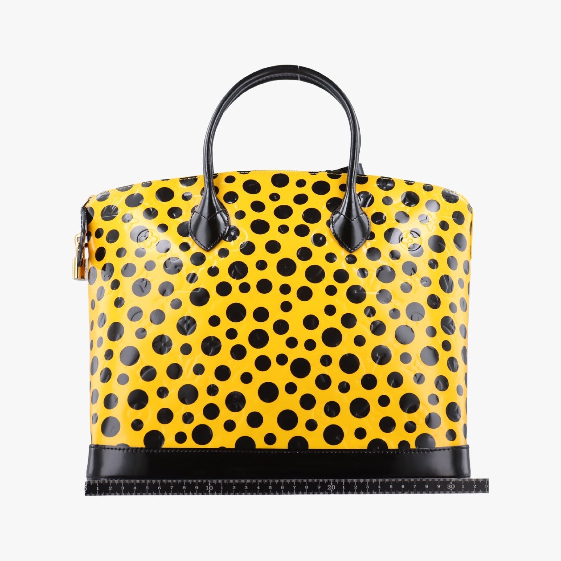 LOUIS VUITTON Dot Infinity Lockit MM Yayoi Kusama Jaune x Black Vernis M91398FL2122 Handbag