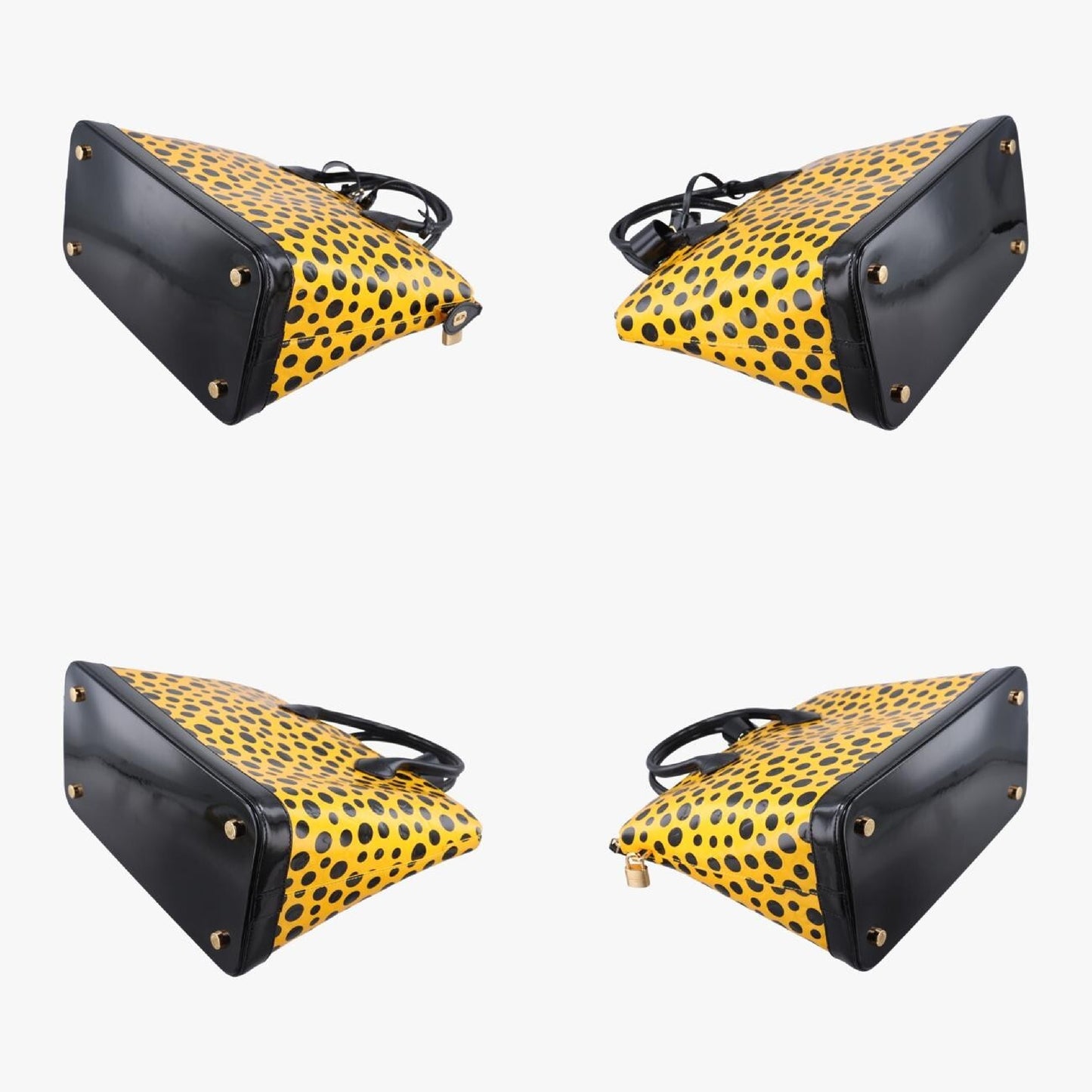LOUIS VUITTON Dot Infinity Lockit MM Yayoi Kusama Jaune x Black Vernis M91398FL2122 Handbag