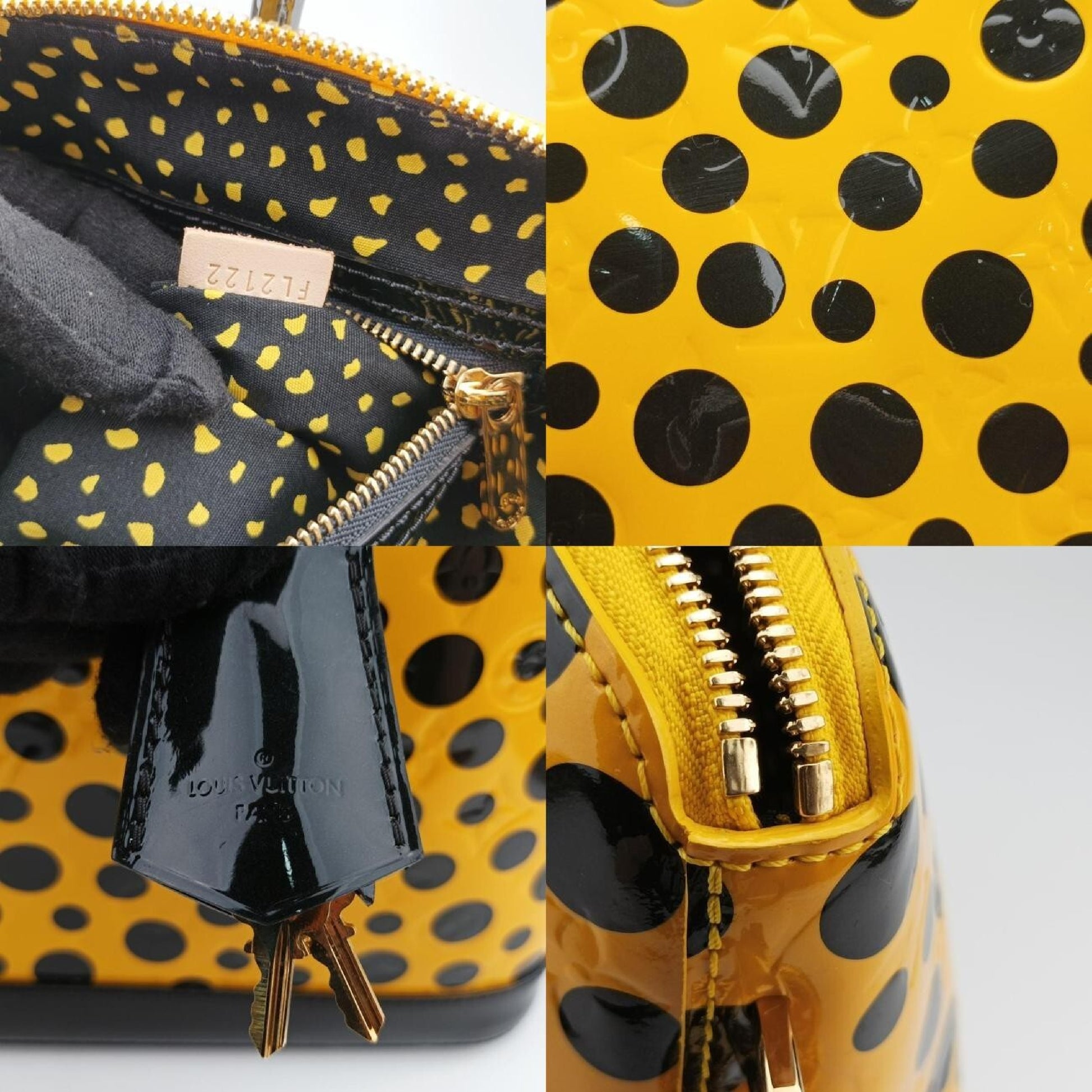 LOUIS VUITTON Dot Infinity Lockit MM Yayoi Kusama Jaune x Black Vernis M91398FL2122 Handbag