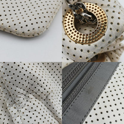 CHANEL 2.55 Perforated White Lambskin Shoulder Bag A3756112074055