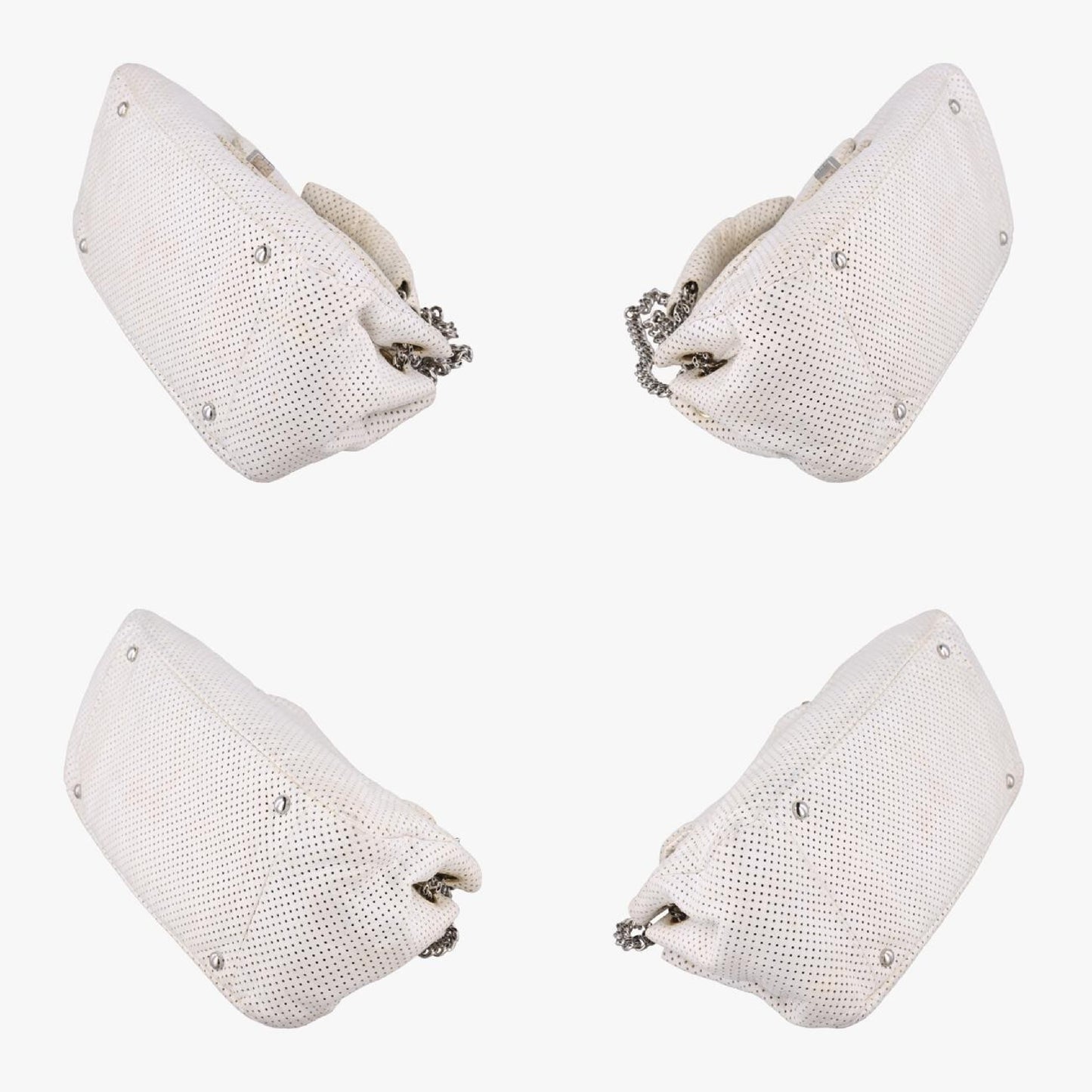CHANEL 2.55 Perforated White Lambskin Shoulder Bag A3756112074055