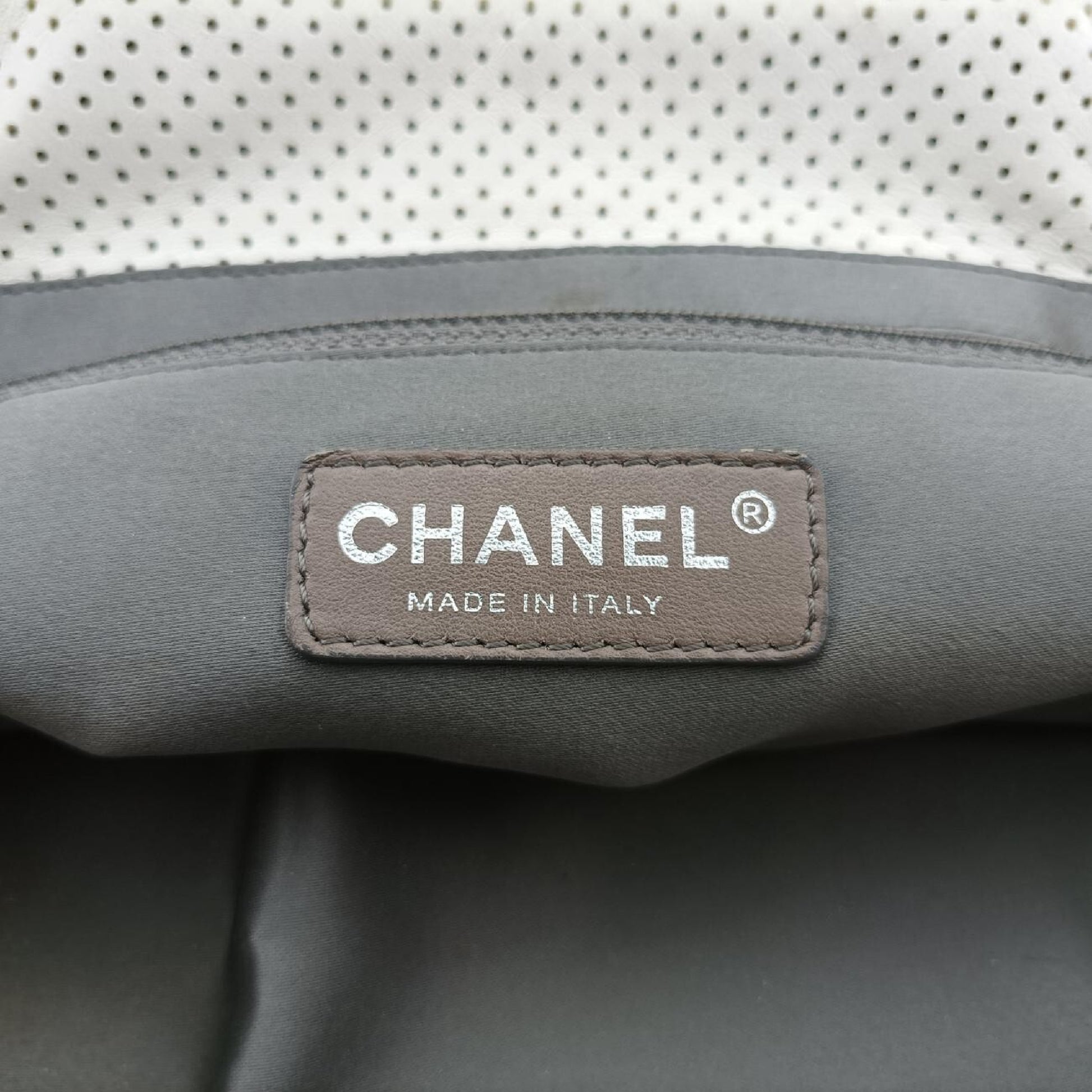 CHANEL 2.55 Perforated White Lambskin Shoulder Bag A3756112074055
