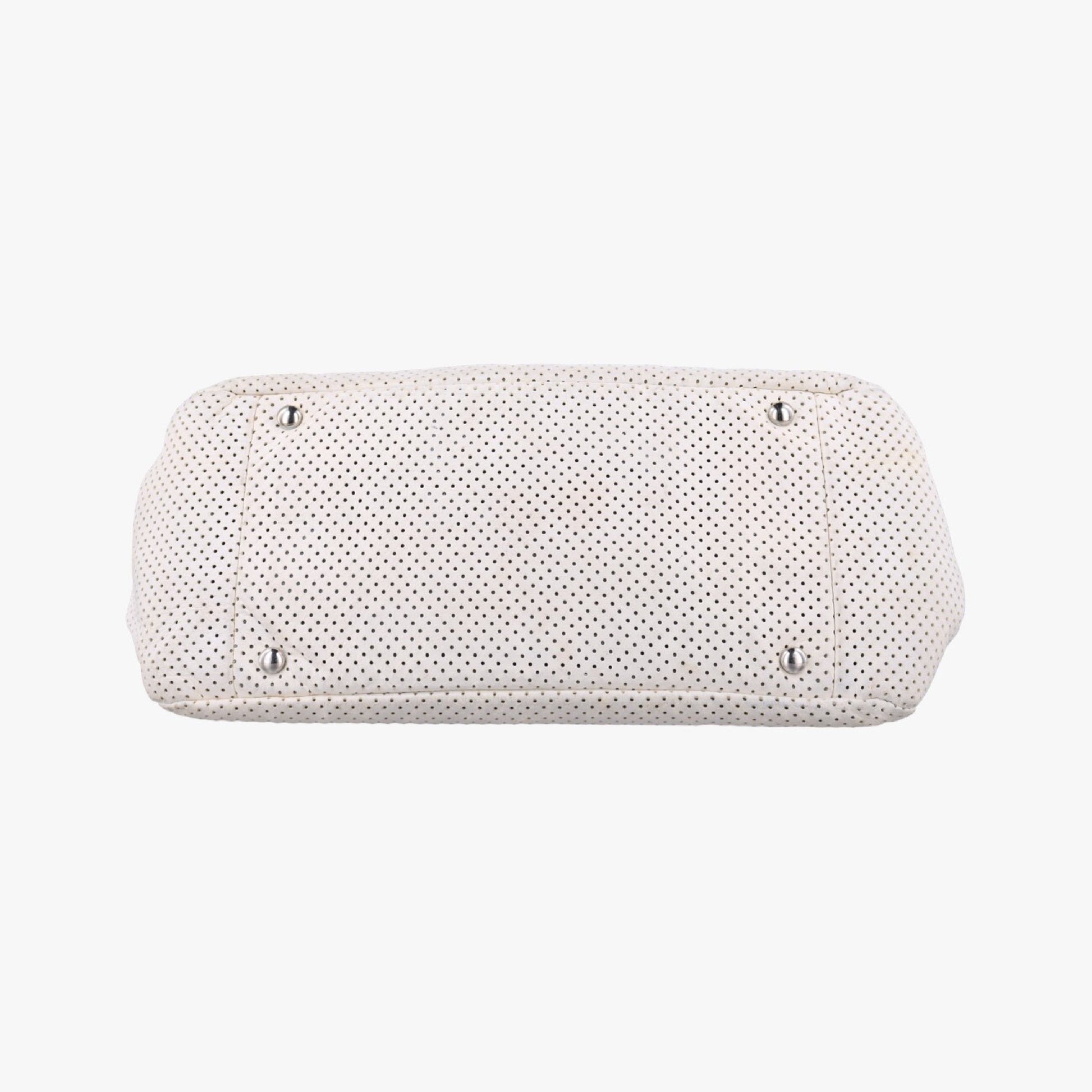 CHANEL 2.55 Perforated White Lambskin Shoulder Bag A3756112074055