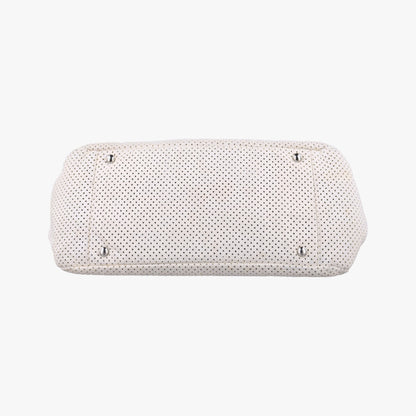 CHANEL 2.55 Perforated White Lambskin Shoulder Bag A3756112074055