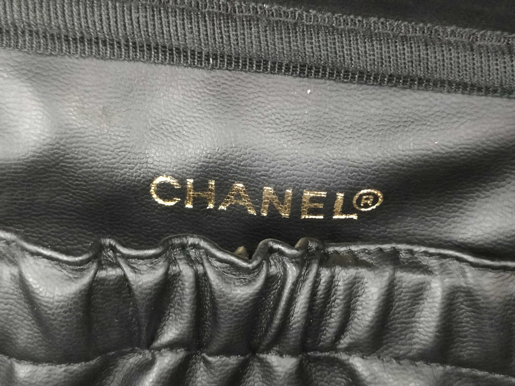 CHANEL Bicolor Coco Mark Lambskin Leather Vanity Bag in Black with Gold Hardware