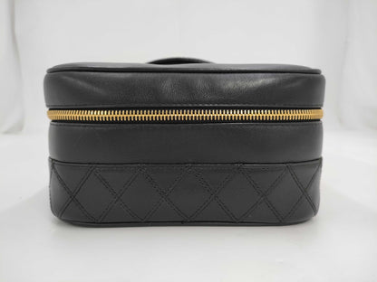 CHANEL Bicolor Coco Mark Lambskin Leather Vanity Bag in Black with Gold Hardware