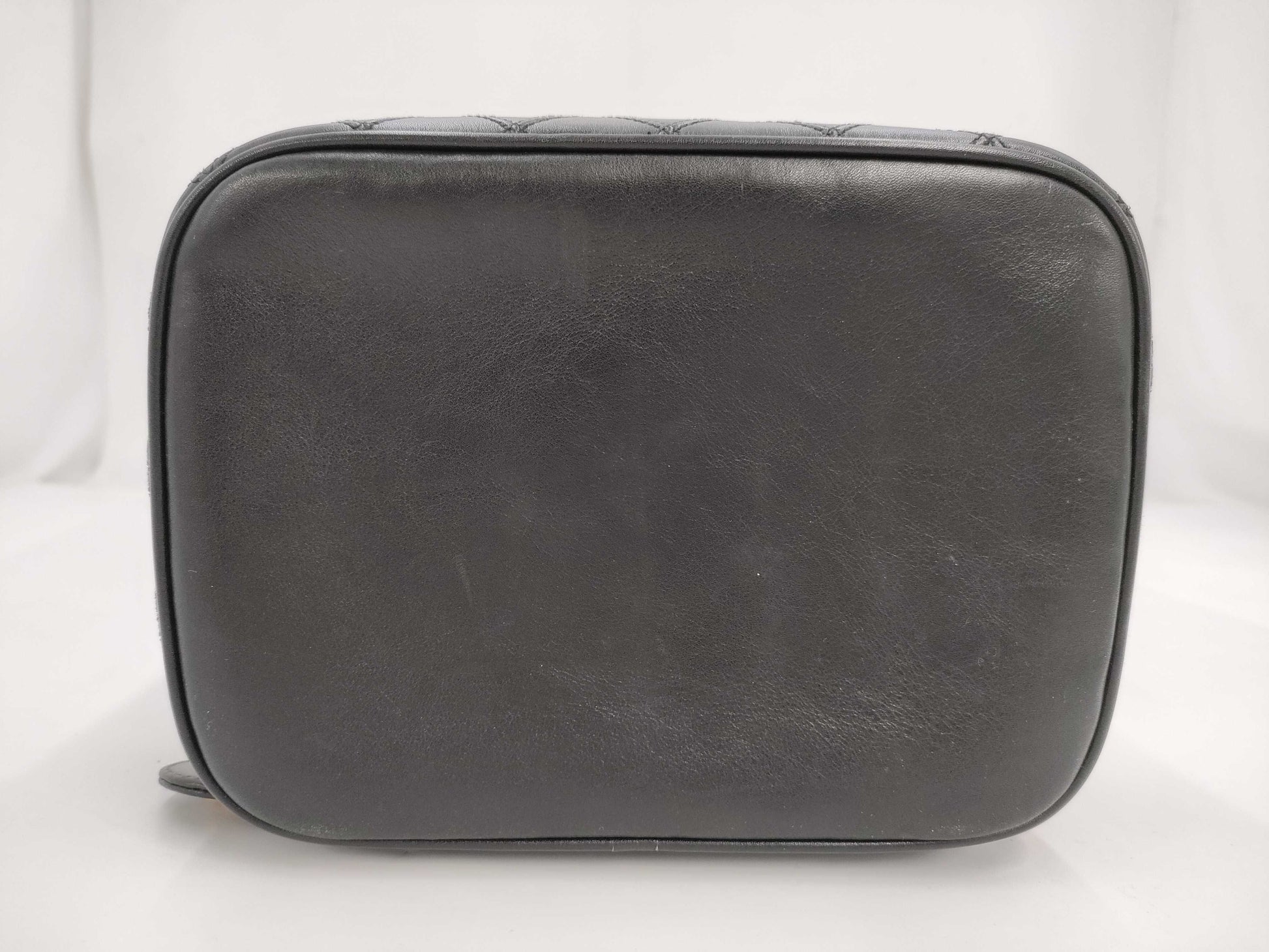 CHANEL Bicolor Coco Mark Lambskin Leather Vanity Bag in Black with Gold Hardware
