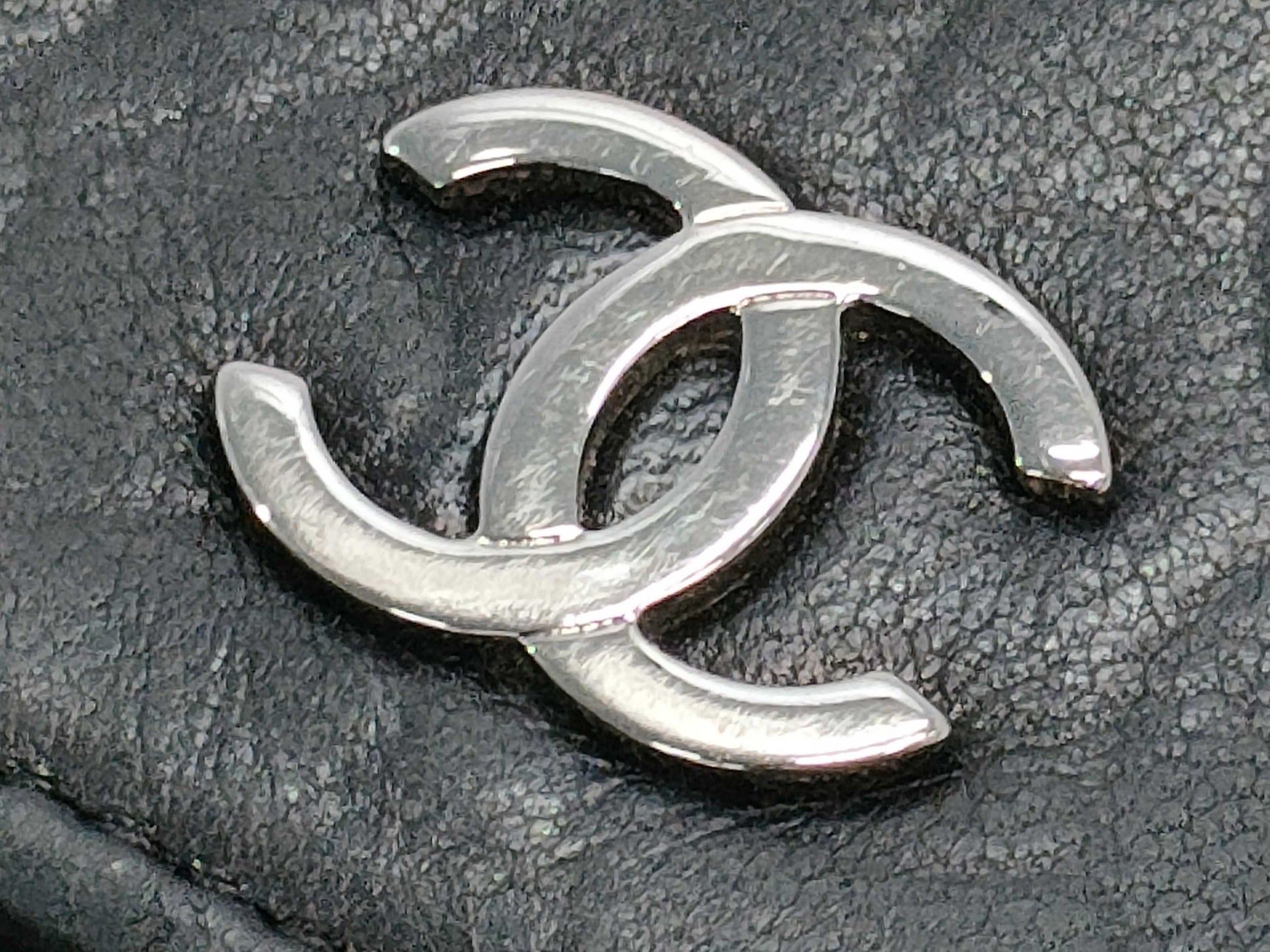 CHANEL Camellia Coco Mark Black Leather Compact Wallet