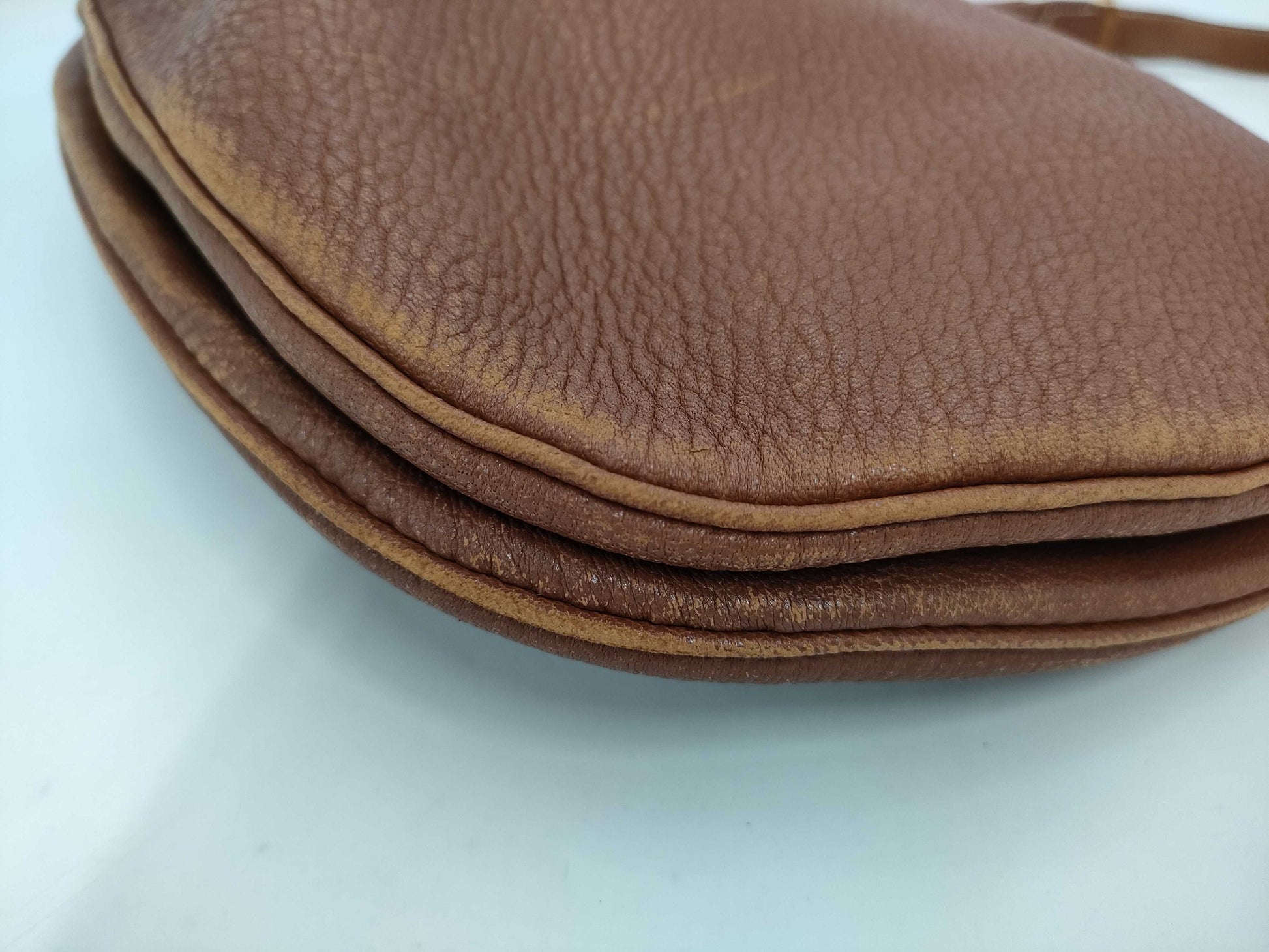 HERMES Gao Gold Chevre Leather Brown □E 2001 Shoulder Bag Tote Bag