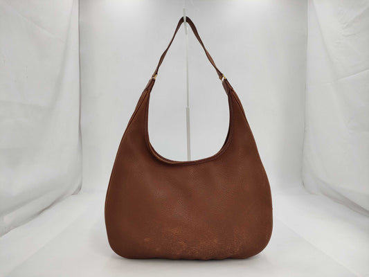 HERMES Gao Gold Chevre Leather Brown □E 2001 Shoulder Bag Tote Bag