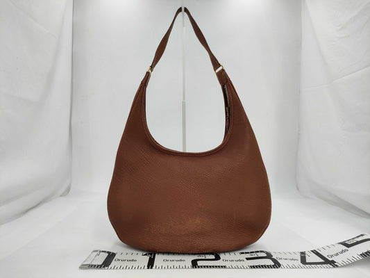 HERMES Gao Gold Chevre Leather Brown □E 2001 Shoulder Bag Tote Bag