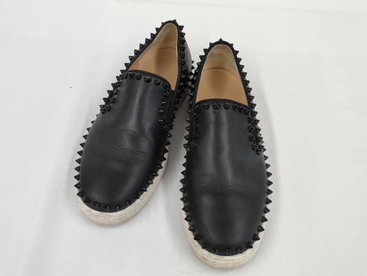 Christian Louboutin Studded Black Leather Sneakers, Size 36
