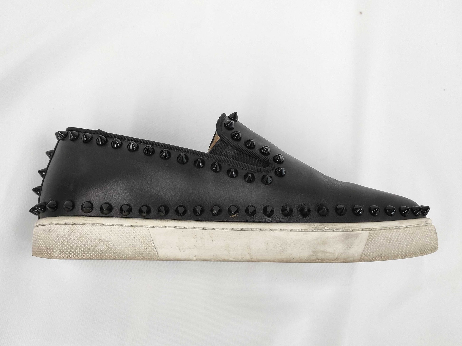 Christian Louboutin Studded Black Leather Sneakers, Size 36