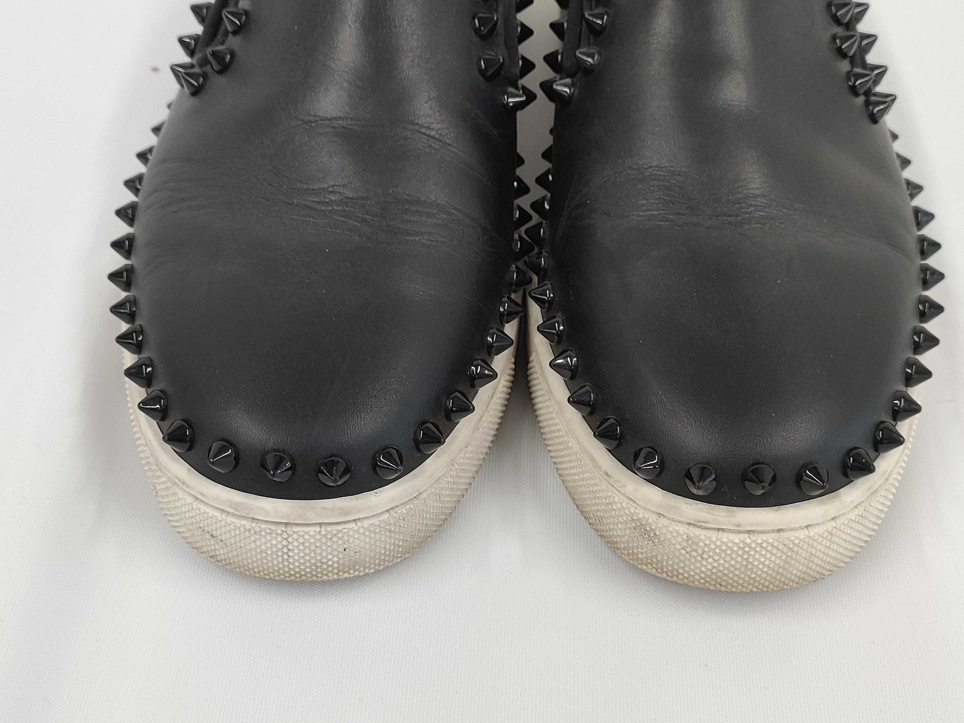 Christian Louboutin Studded Black Leather Sneakers, Size 36
