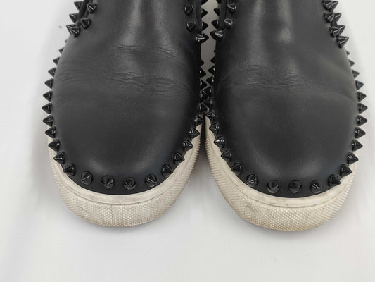 Christian Louboutin Studded Black Leather Sneakers, Size 36