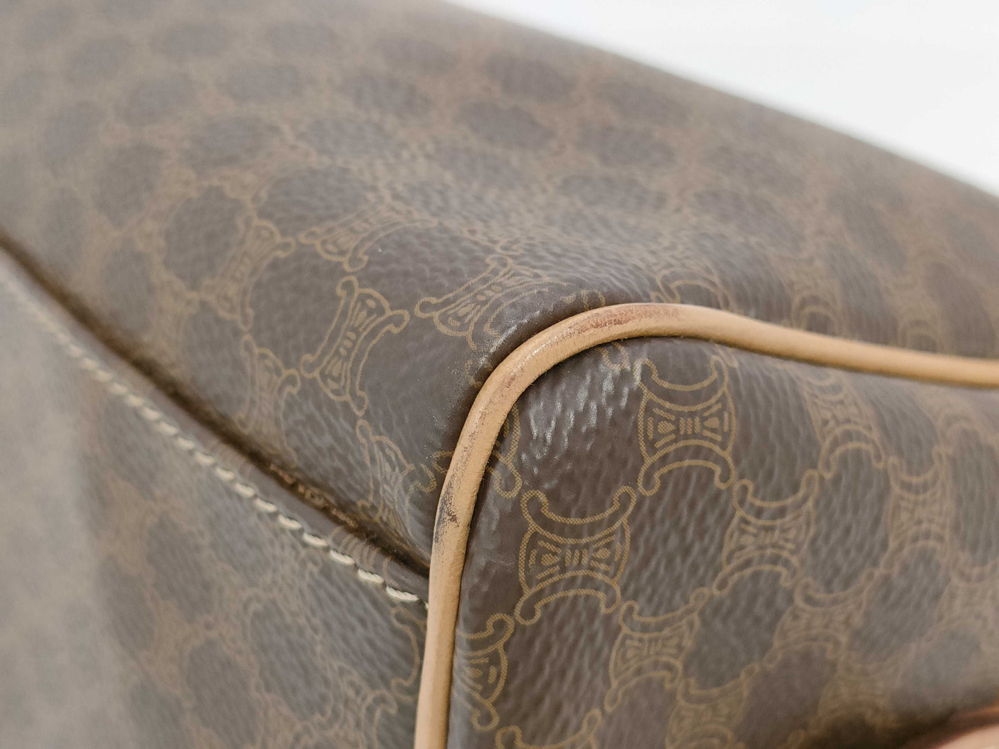 CELINE Macadam Brown Leather and PVC Handbag