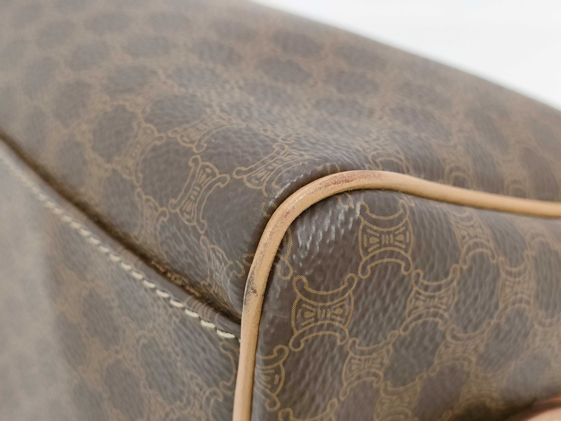 CELINE Macadam Brown Leather and PVC Handbag